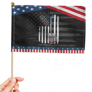 Funny Pouring Beer American Flag 4th Of July Craft Brewery Patriotic Handheld Flag TS11 Distressed 8.2" × 5.5" Black Blue Print Your Wear