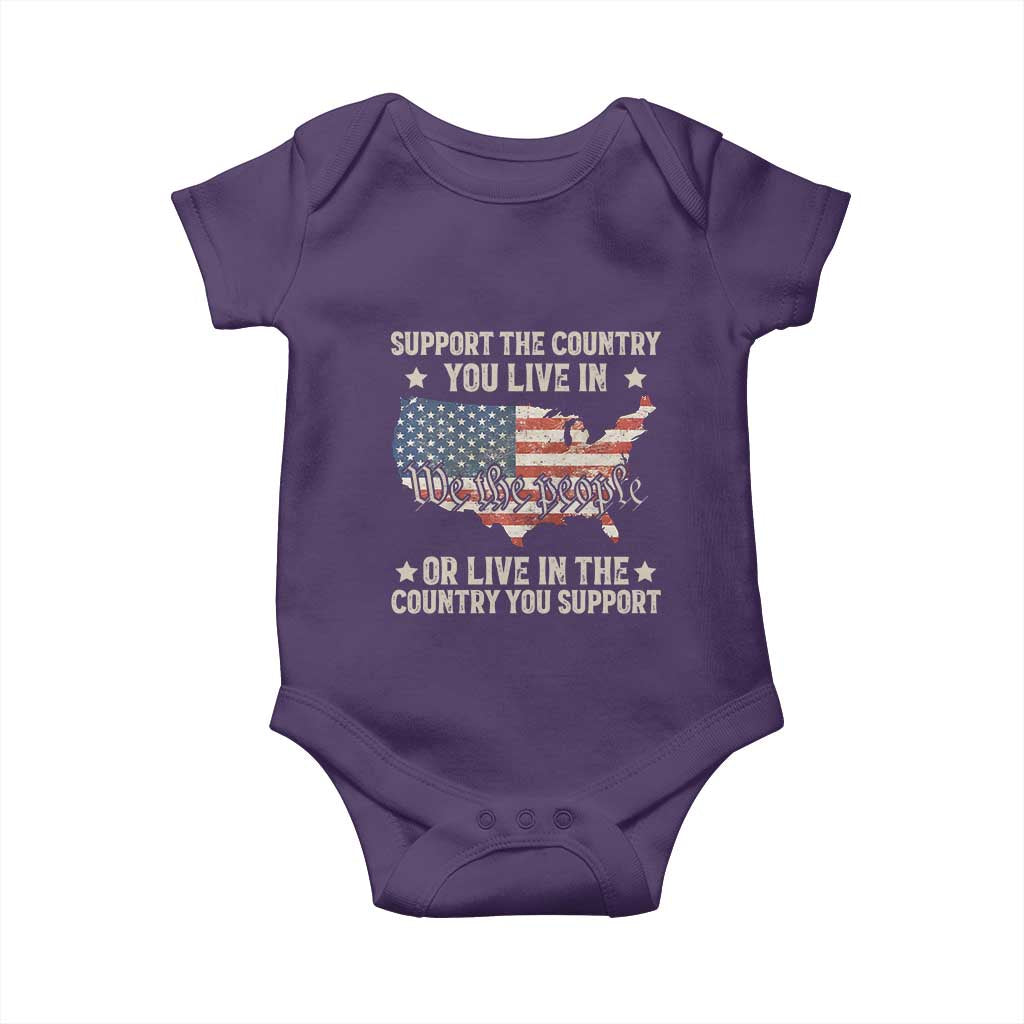 Funny Support The Country You Live In Baby Onesie American Flag Map We The People Patriotic TS11 Purple Print Your Wear