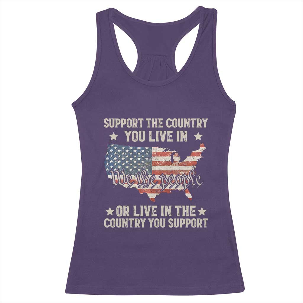 Funny Support The Country You Live In Racerback Tank Top American Flag Map We The People Patriotic TS11 Purple Print Your Wear