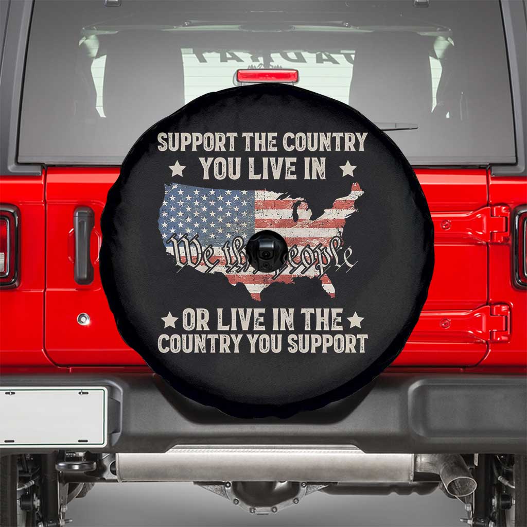 Funny Support The Country You Live In Spare Tire Cover American Flag Map We The People Patriotic TS11 Black Print Your Wear