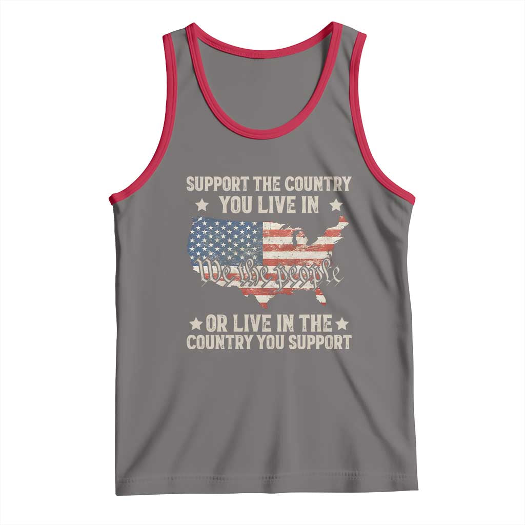 Funny Support The Country You Live In Tank Top American Flag Map We The People Patriotic TS11 Deep Heather Red Print Your Wear