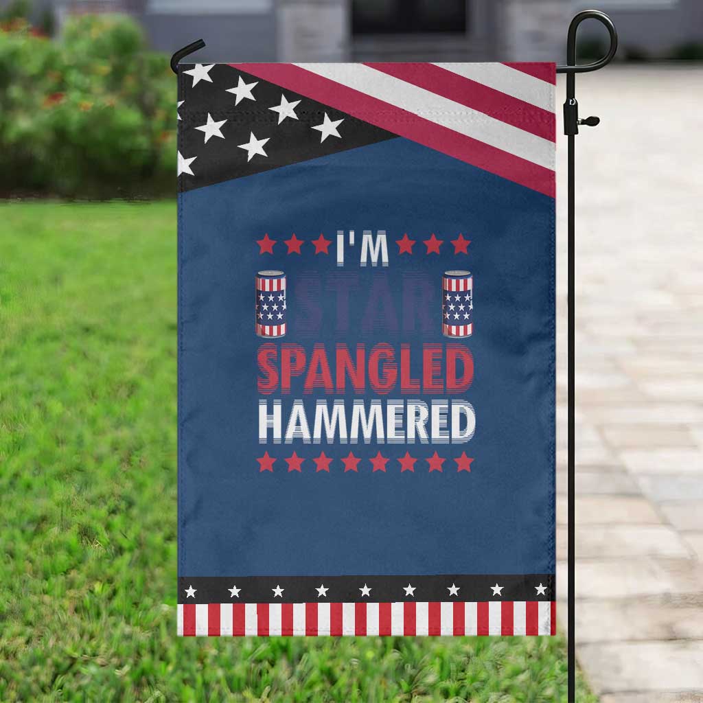 Funny 4th Of July Beer Drinking Lover Garden Flag I'm Star Spangled Hammered TS11 Classic Blue Black Print Your Wear