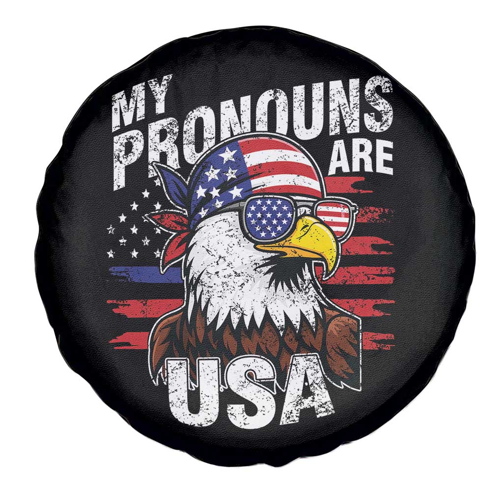 Funny My Pronouns Are USA 4th of July Spare Tire Cover Patriotic Eagle American Flag TS11 Print Your Wear
