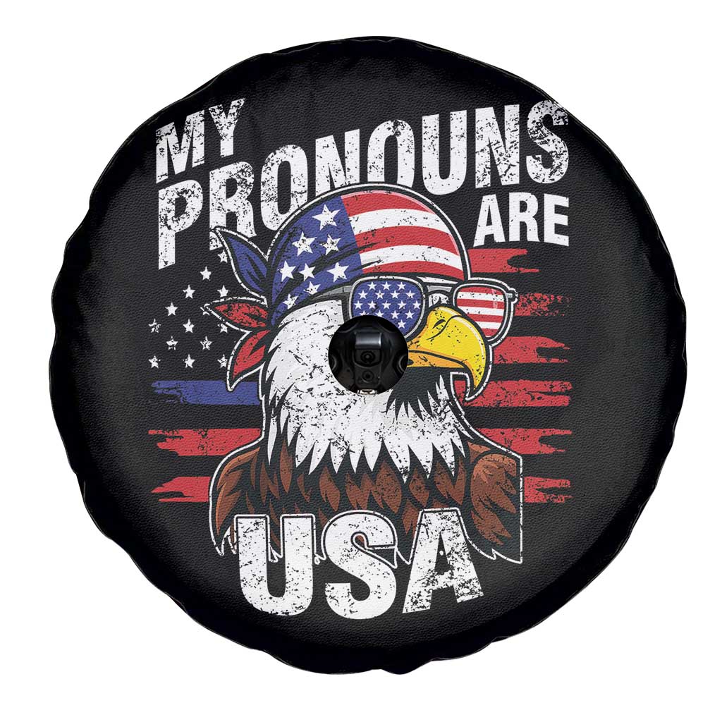 Funny My Pronouns Are USA 4th of July Spare Tire Cover Patriotic Eagle American Flag TS11 Print Your Wear