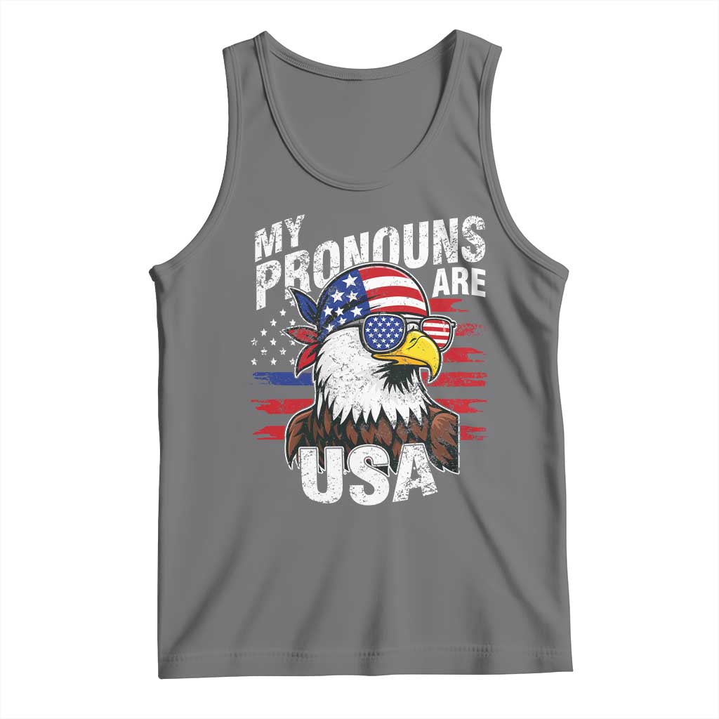 Funny My Pronouns Are USA 4th of July Tank Top Patriotic Eagle American Flag TS11 Black Heather Print Your Wear
