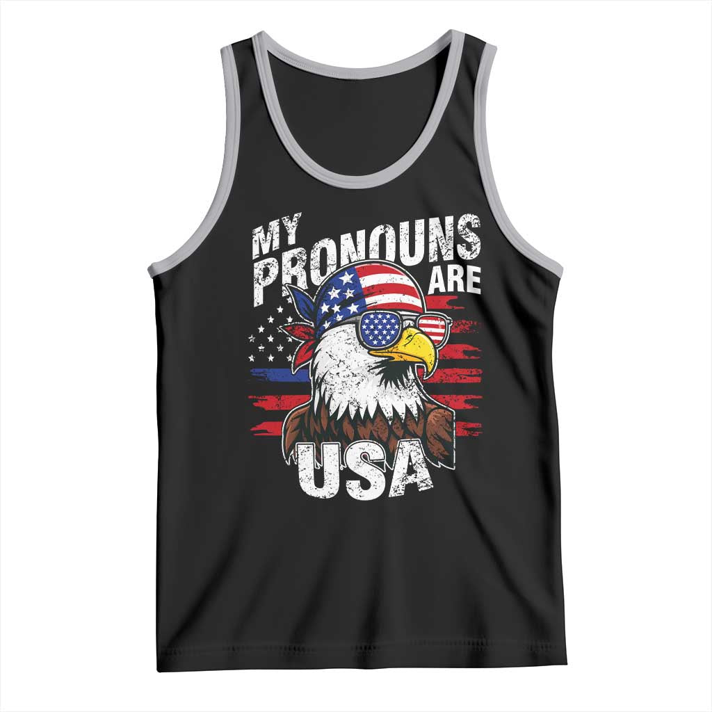 Funny My Pronouns Are USA 4th of July Tank Top Patriotic Eagle American Flag TS11 Black Athletic Heather Print Your Wear