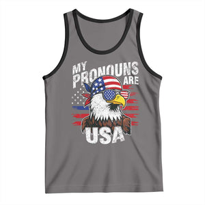 Funny My Pronouns Are USA 4th of July Tank Top Patriotic Eagle American Flag TS11 Deep Heather Black Print Your Wear