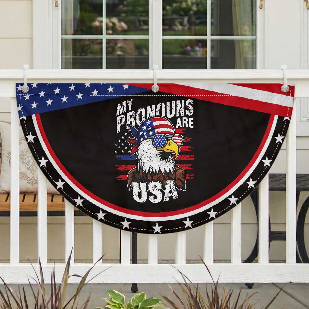 Funny My Pronouns Are USA 4th of July Patriotic Fan Flag Eagle American Flag