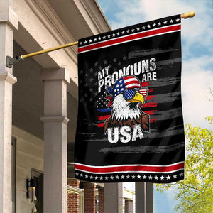 Funny My Pronouns Are USA 4th of July Garden Flag Patriotic Eagle American Flag TS11 Distressed Black Red Print Your Wear