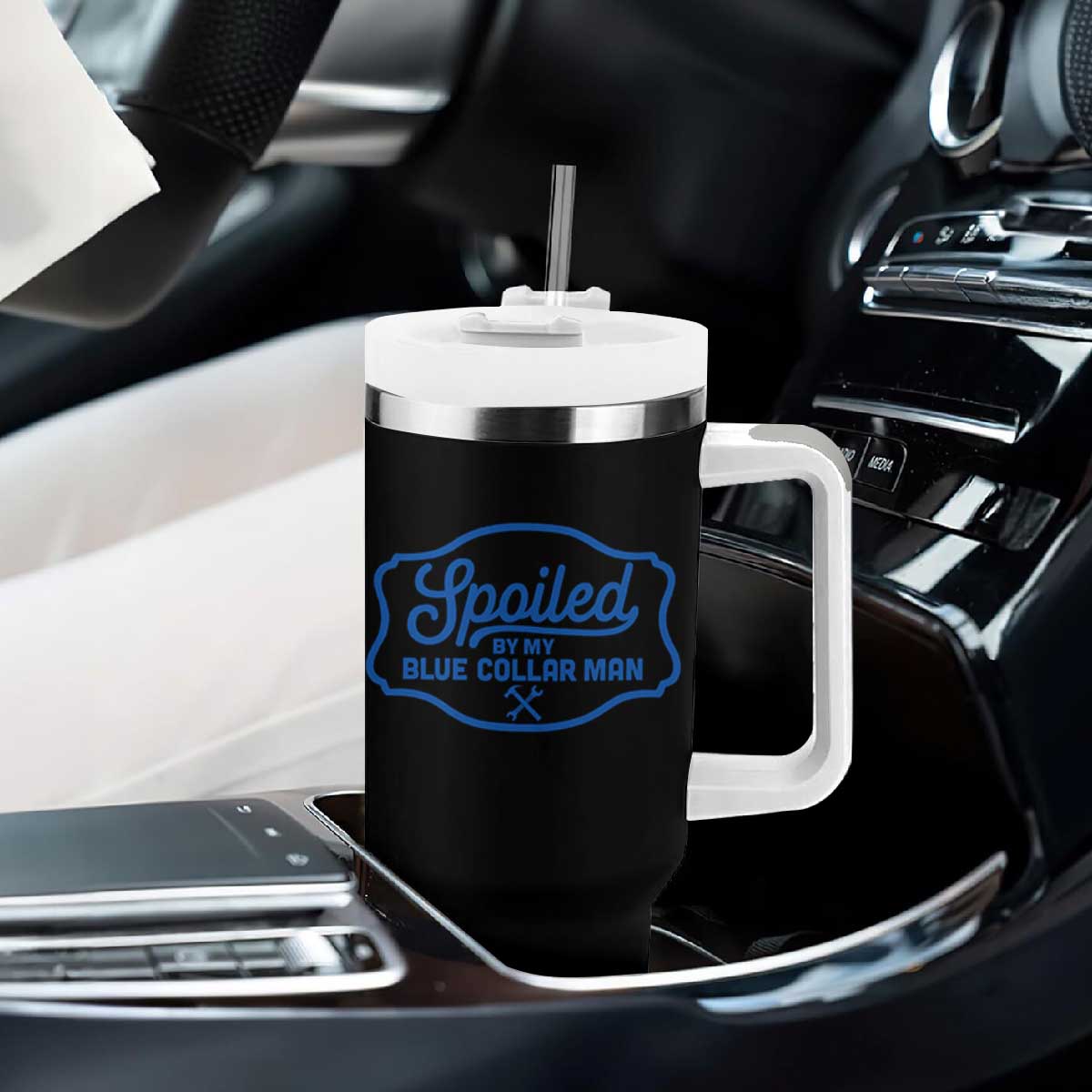 Funny Spoiled By My Blue Collar Man Tumbler With Handle TS11 Print Your Wear