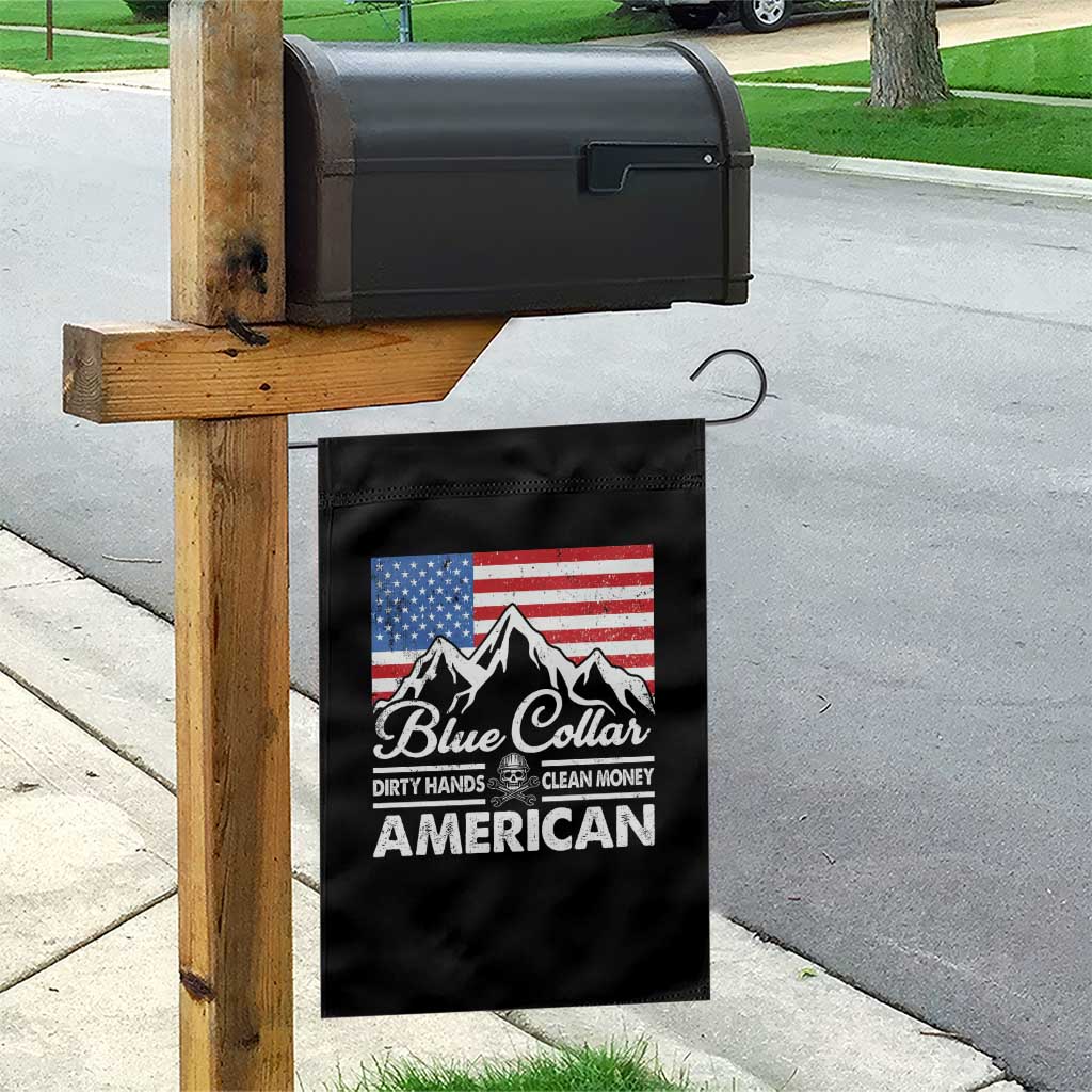 Blue Collar American Garden Flag Dirty Hands Clean Money Vintage American Flag Mountain TS11 Print Your Wear