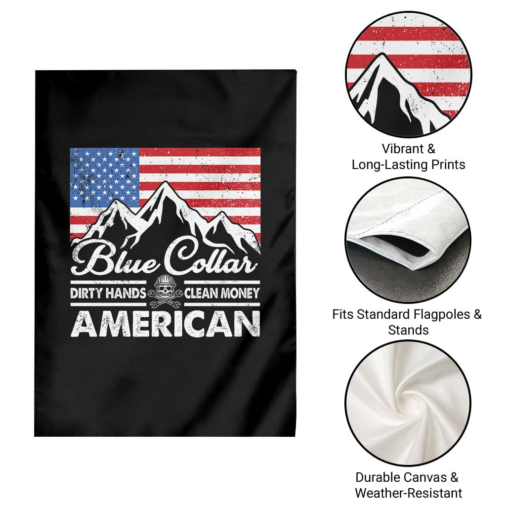 Blue Collar American Garden Flag Dirty Hands Clean Money Vintage American Flag Mountain TS11 Print Your Wear