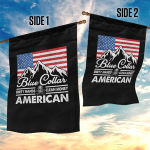 Blue Collar American Garden Flag Dirty Hands Clean Money Vintage American Flag Mountain TS11 Print Your Wear