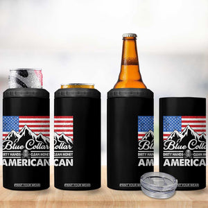 Blue Collar American 4 in 1 Can Cooler Tumbler Dirty Hands Clean Money Vintage American Flag Mountain TS11 Print Your Wear
