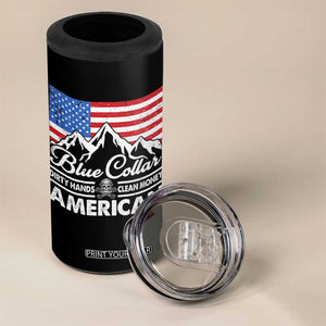 Blue Collar American 4 in 1 Can Cooler Tumbler Dirty Hands Clean Money Vintage American Flag Mountain TS11 Print Your Wear