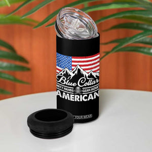 Blue Collar American 4 in 1 Can Cooler Tumbler Dirty Hands Clean Money Vintage American Flag Mountain TS11 Print Your Wear
