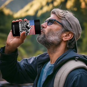 Blue Collar American 4 in 1 Can Cooler Tumbler Dirty Hands Clean Money Vintage American Flag Mountain TS11 Print Your Wear