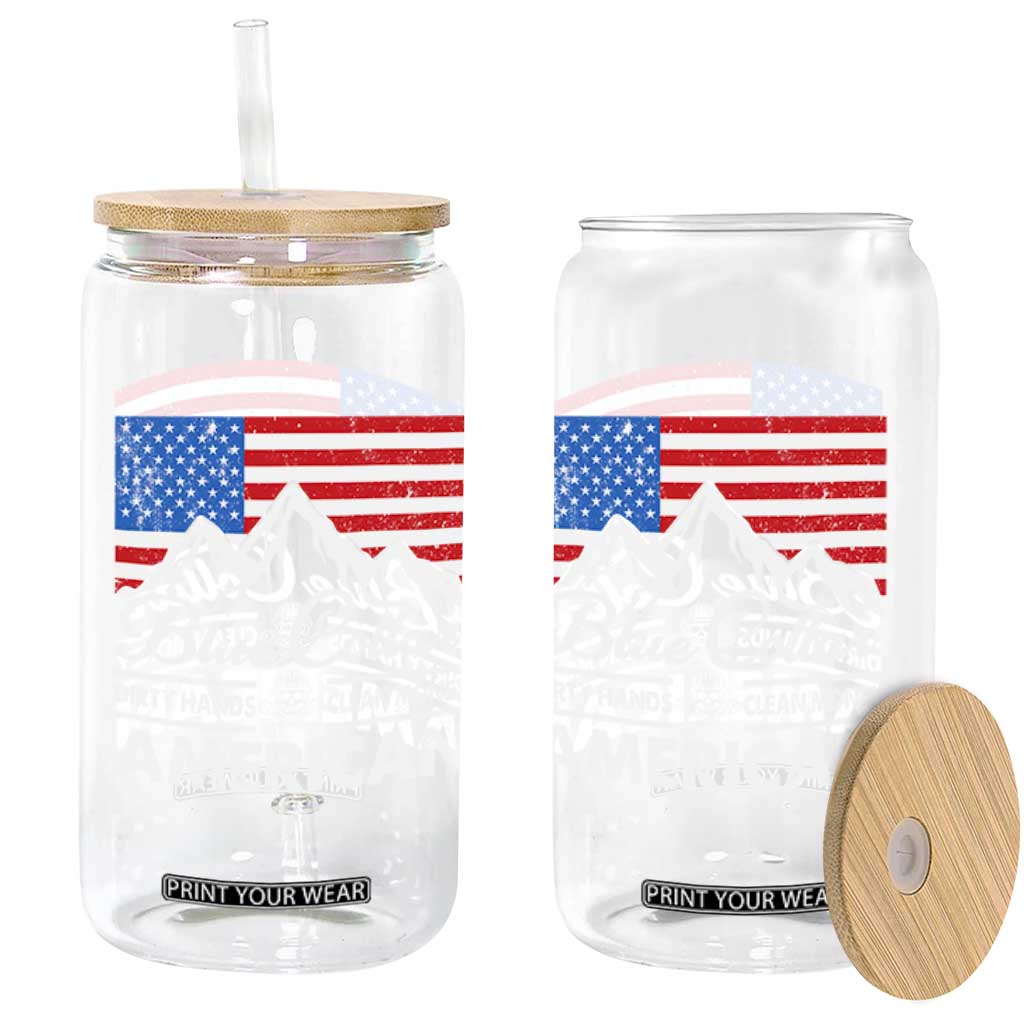 Blue Collar American Glass Can Dirty Hands Clean Money Vintage American Flag Mountain TS11 Print Your Wear