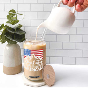 Blue Collar American Glass Can Dirty Hands Clean Money Vintage American Flag Mountain TS11 Print Your Wear