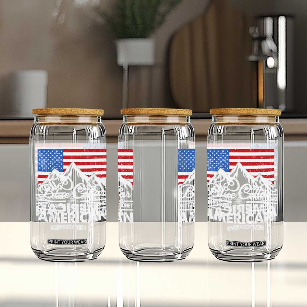 Blue Collar American Glass Can Dirty Hands Clean Money Vintage American Flag Mountain TS11 Print Your Wear