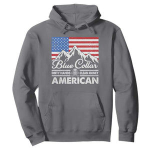 Blue Collar American Hoodie Dirty Hands Clean Money Vintage American Flag Mountain TS11 Charcoal Print Your Wear