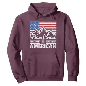 Blue Collar American Hoodie Dirty Hands Clean Money Vintage American Flag Mountain TS11 Maroon Print Your Wear