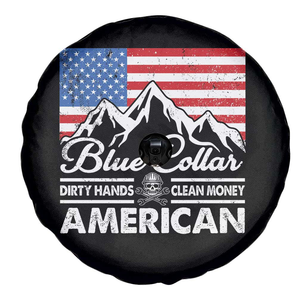 Blue Collar American Spare Tire Cover Dirty Hands Clean Money Vintage American Flag Mountain TS11 Print Your Wear