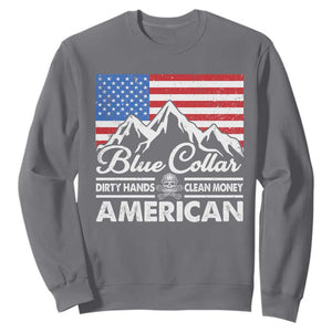 Blue Collar American Sweatshirt Dirty Hands Clean Money Vintage American Flag Mountain TS11 Charcoal Print Your Wear