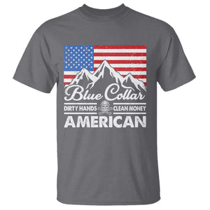 Blue Collar American T Shirt Dirty Hands Clean Money Vintage American Flag Mountain TS11 Charcoal Print Your Wear