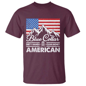 Blue Collar American T Shirt Dirty Hands Clean Money Vintage American Flag Mountain TS11 Maroon Print Your Wear