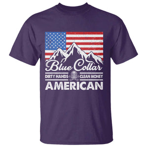 Blue Collar American T Shirt Dirty Hands Clean Money Vintage American Flag Mountain TS11 Purple Print Your Wear