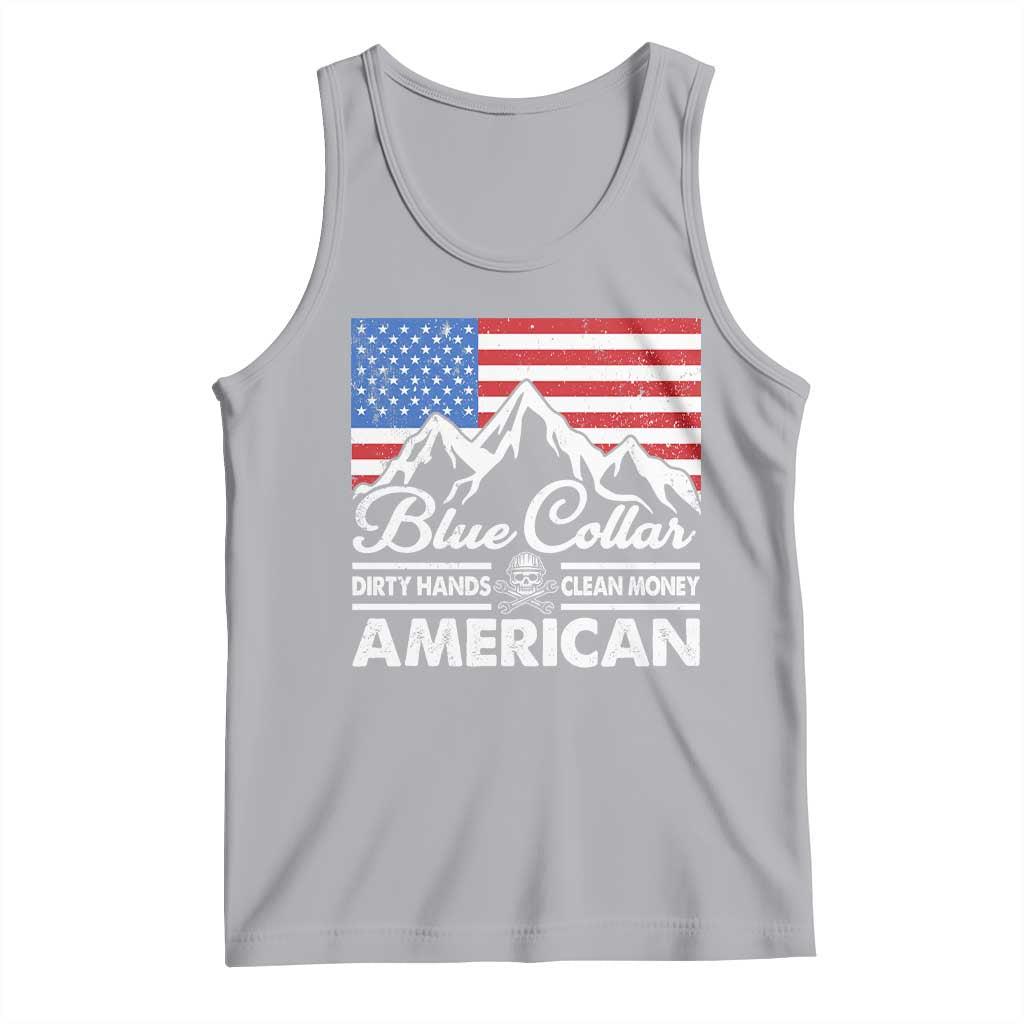 Blue Collar American Tank Top Dirty Hands Clean Money Vintage American Flag Mountain TS11 Athletic Heather Print Your Wear