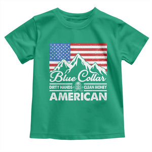 Blue Collar American Toddler T Shirt Dirty Hands Clean Money Vintage American Flag Mountain TS11 Irish Green Print Your Wear