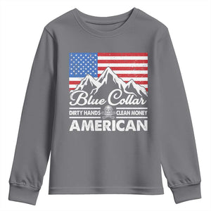 Blue Collar American Youth Sweatshirt Dirty Hands Clean Money Vintage American Flag Mountain TS11 Charcoal Print Your Wear