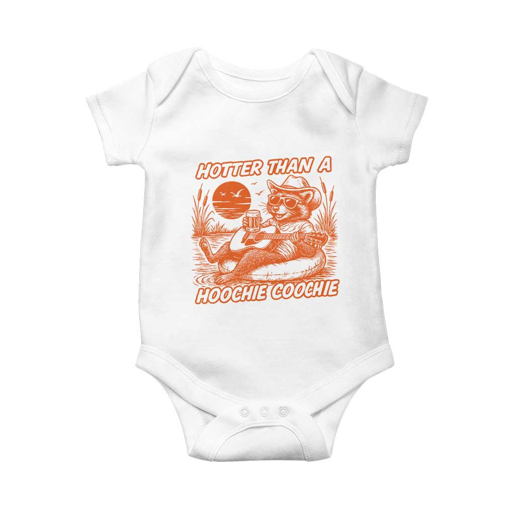 Funny Hotter Than A Hoochie Coochie Baby Onesie Summer Racoon Music TS11 White Print Your Wear