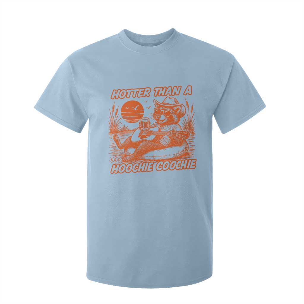 Funny Hotter Than A Hoochie Coochie T Shirt For Kid Summer Racoon Music TS11 Light Blue Print Your Wear