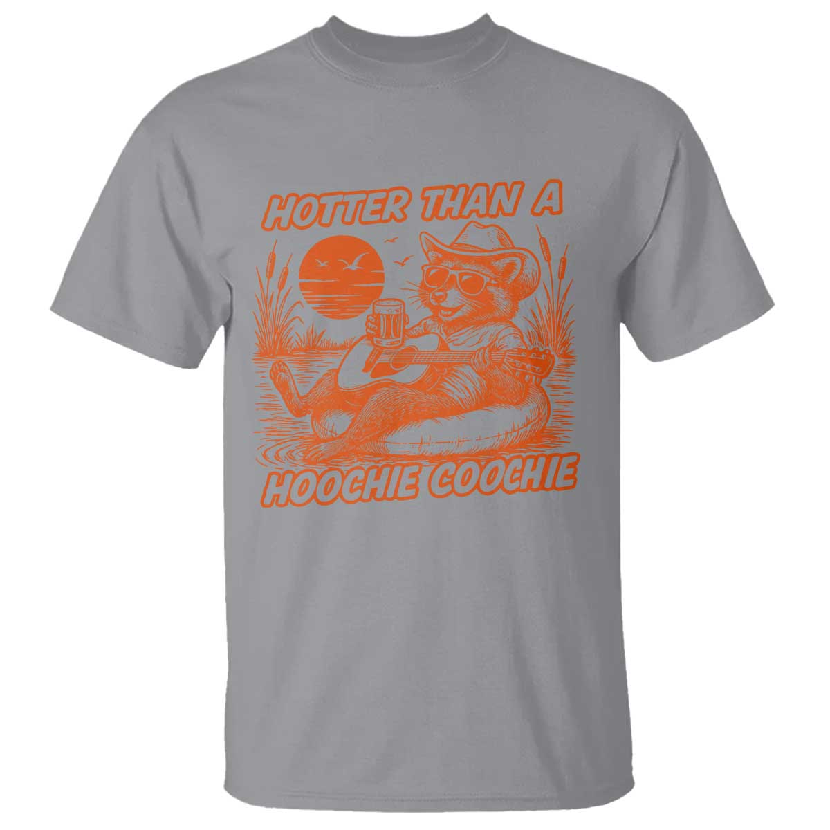 Funny Hotter Than A Hoochie Coochie T Shirt Summer Racoon Music TS11 Sport Gray Print Your Wear