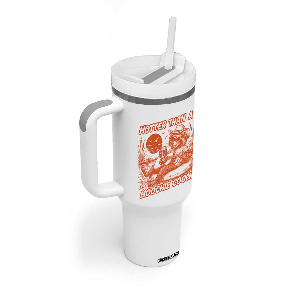 Funny Hotter Than A Hoochie Coochie Tumbler With Handle Summer Racoon Music TS11 Print Your Wear