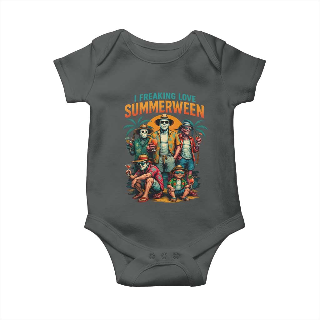 Funny I Freaking Love Summerween Baby Onesie Horror Halloween Summer TS11 Dark Heather Print Your Wear