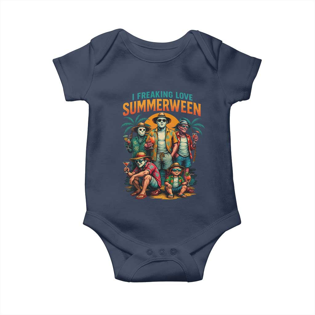 Funny I Freaking Love Summerween Baby Onesie Horror Halloween Summer TS11 Navy Print Your Wear