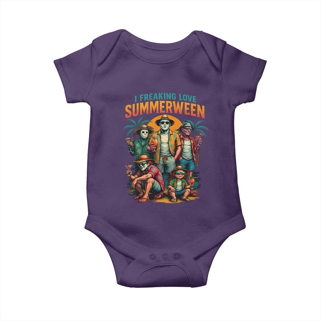 Funny I Freaking Love Summerween Baby Onesie Horror Halloween Summer TS11 Purple Print Your Wear