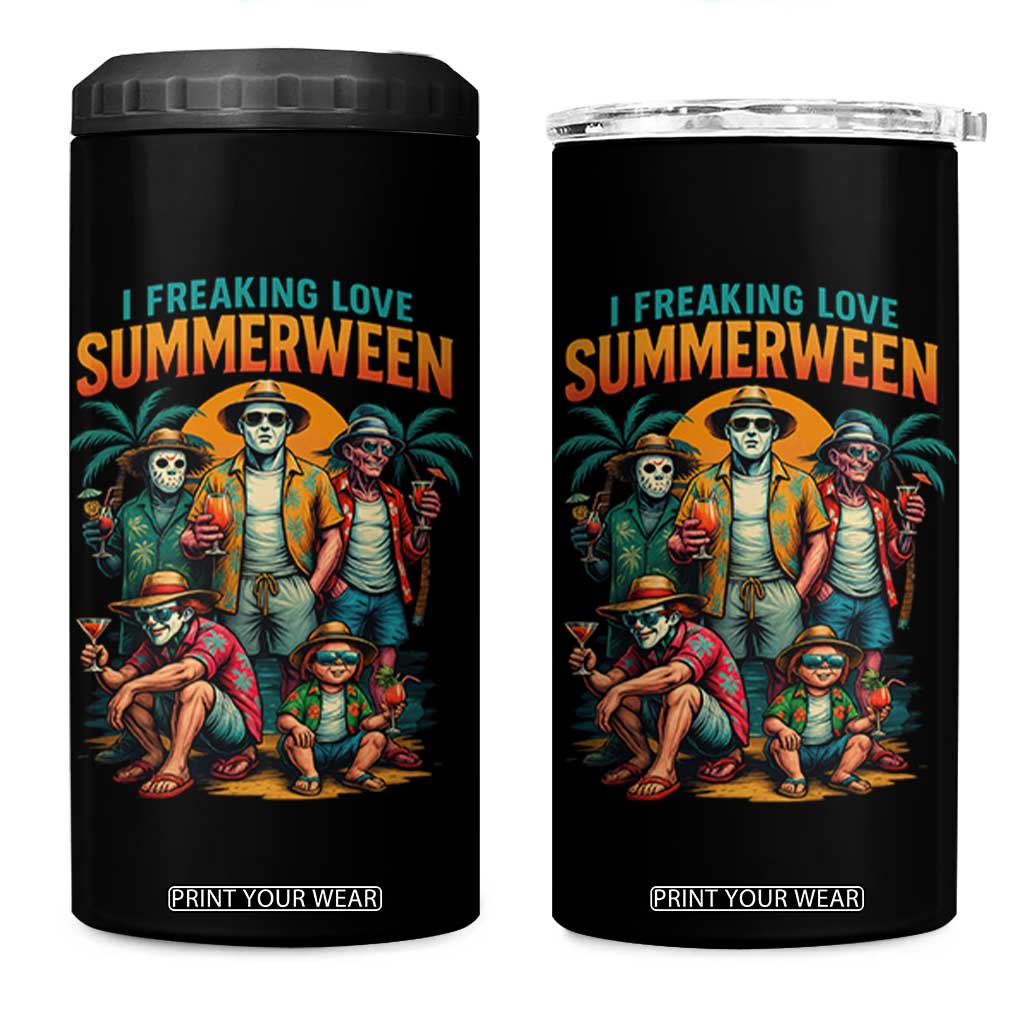 Funny I Freaking Love Summerween 4 in 1 Can Cooler Tumbler Horror Halloween Summer TS11 One Size: 16 oz Black Print Your Wear