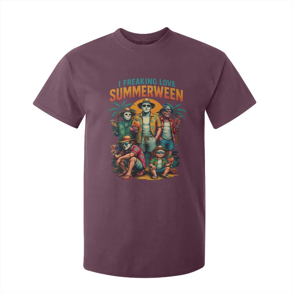 Funny I Freaking Love Summerween T Shirt For Kid Horror Halloween Summer TS11 Maroon Print Your Wear