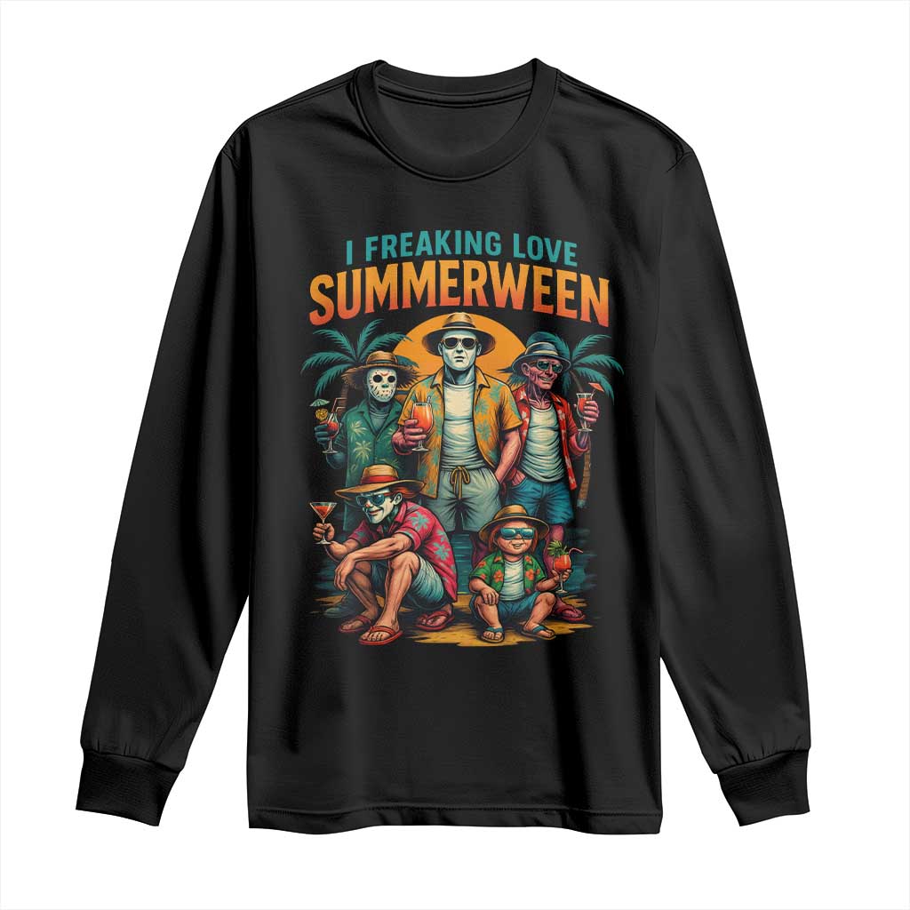 Funny I Freaking Love Summerween Long Sleeve Shirt Horror Halloween Summer TS11 Black Print Your Wear