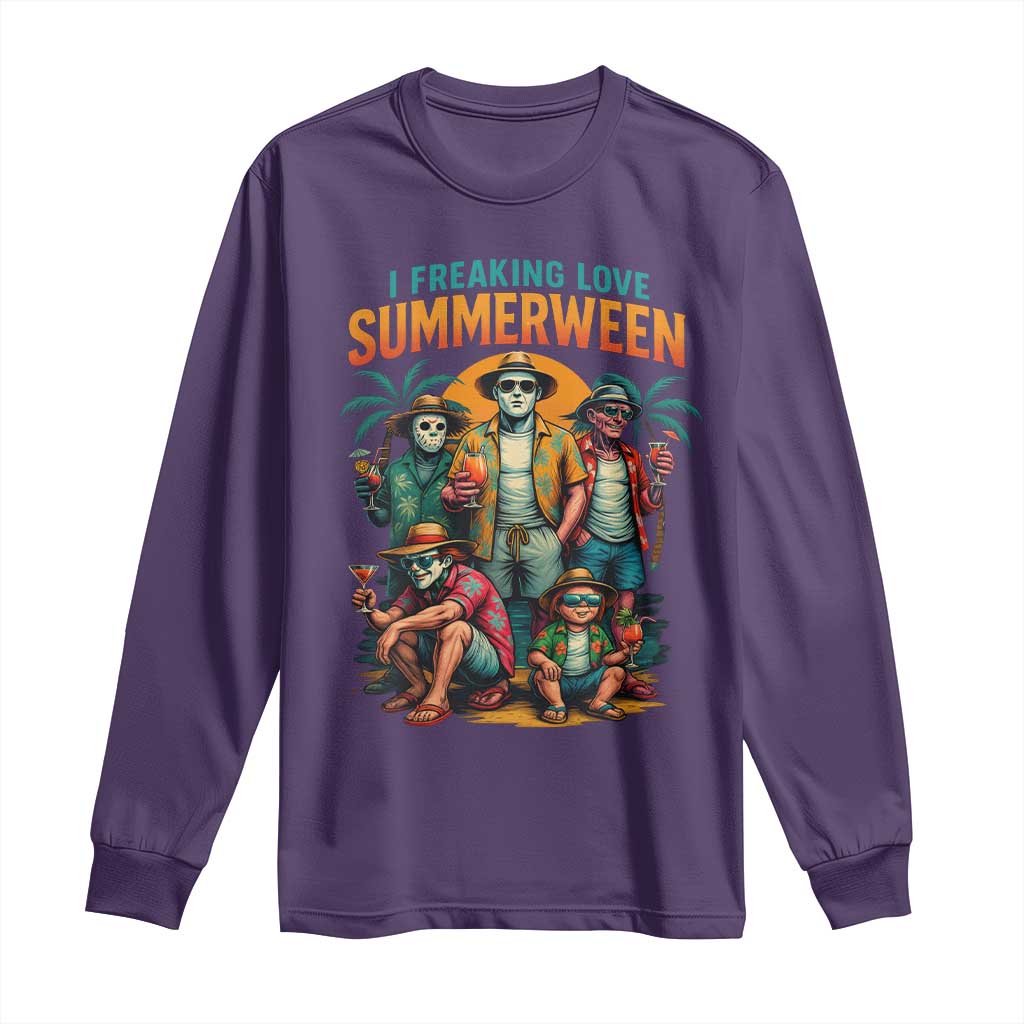 Funny I Freaking Love Summerween Long Sleeve Shirt Horror Halloween Summer TS11 Purple Print Your Wear