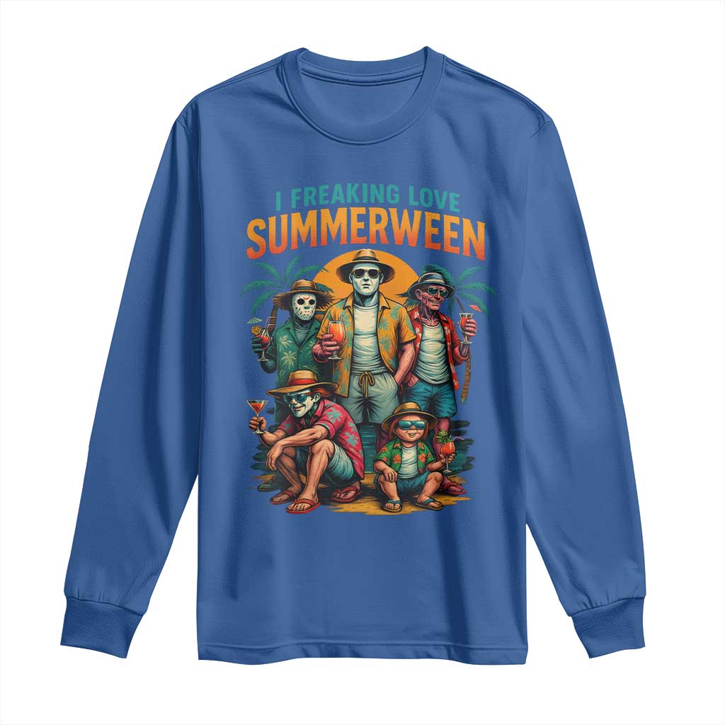 Funny I Freaking Love Summerween Long Sleeve Shirt Horror Halloween Summer TS11 Royal Blue Print Your Wear