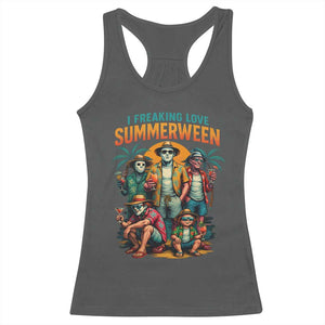 Funny I Freaking Love Summerween Racerback Tank Top Horror Halloween Summer TS11 Dark Heather Print Your Wear