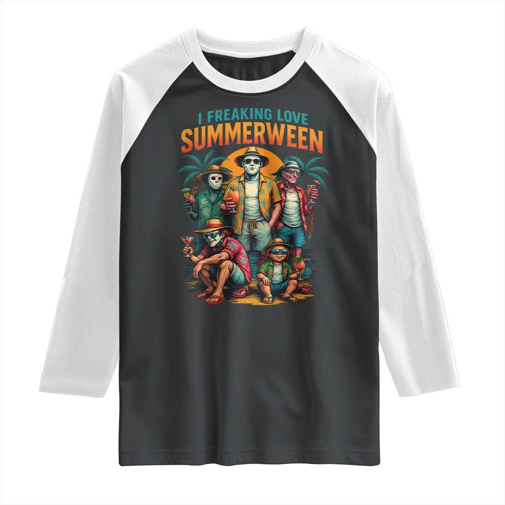 Funny I Freaking Love Summerween Raglan Shirt Horror Halloween Summer TS11 Black White Print Your Wear