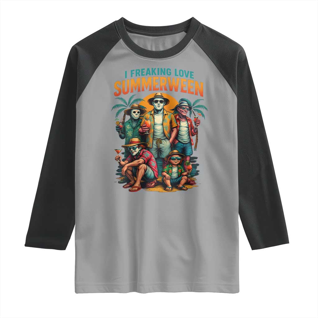 Funny I Freaking Love Summerween Raglan Shirt Horror Halloween Summer TS11 Sport Gray Black Print Your Wear