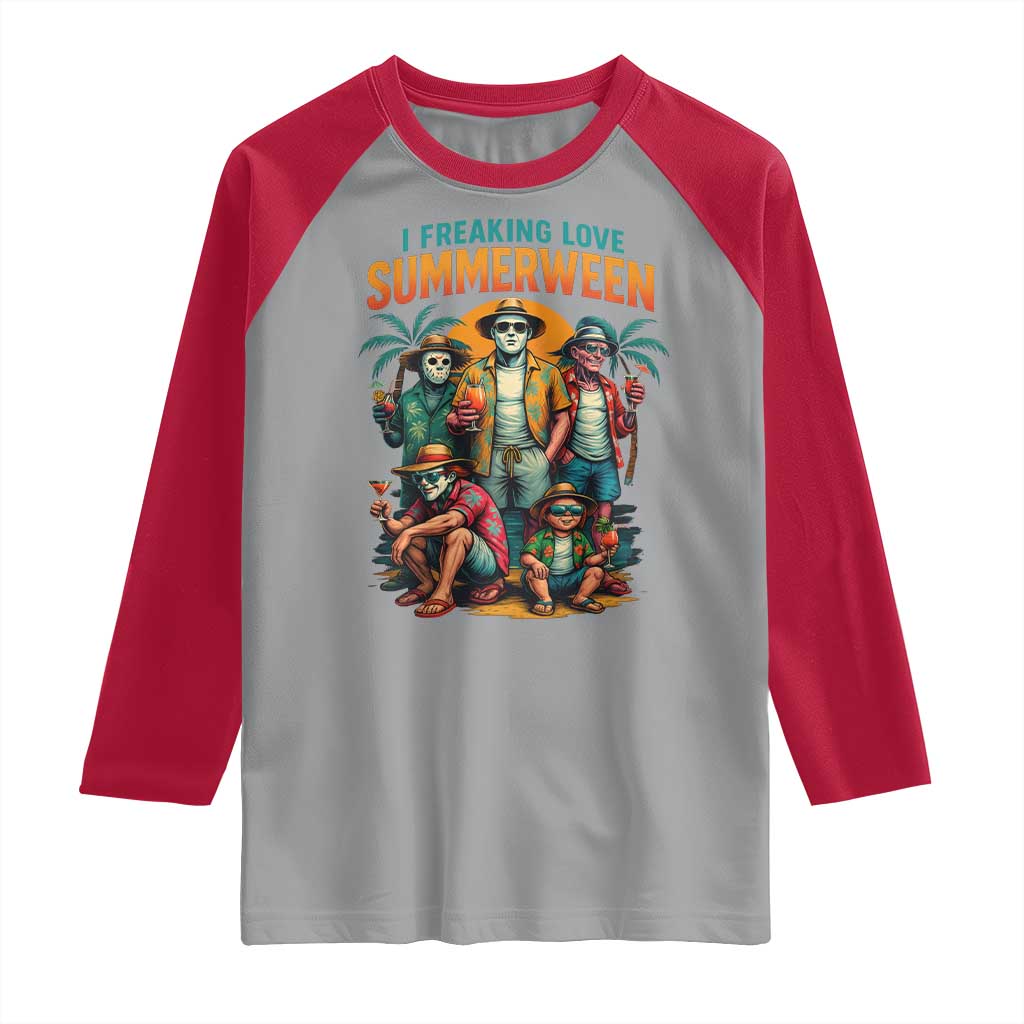 Funny I Freaking Love Summerween Raglan Shirt Horror Halloween Summer TS11 Sport Gray Red Print Your Wear